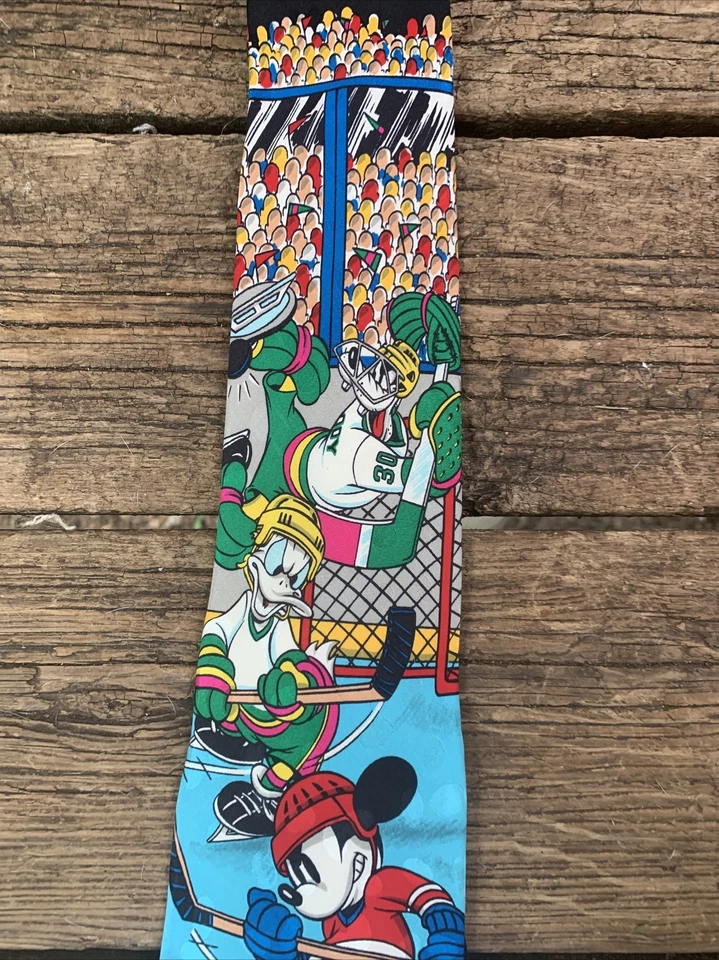 Винтажный хоккейный галстук MICKEY MOUSE INC Disney Goofy Donald Duck ❤️sj7m27 - Изображение 3 из 4