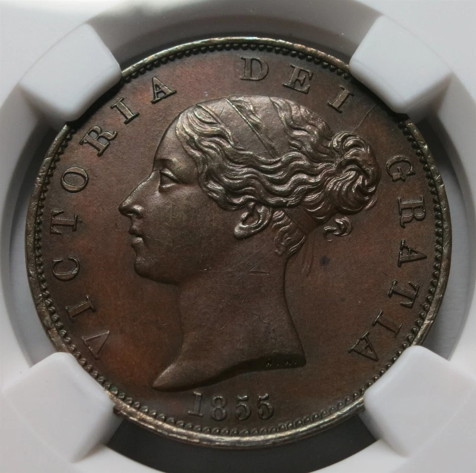 GREAT BRITAIN UK England Half 1/2 Penny 1855 NGC MS 63 BN UNC Victoria 1/2P #2 - Image 3 of 4