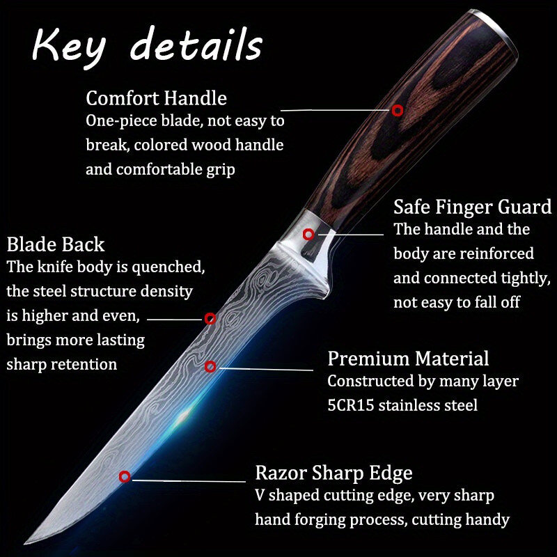 Professional Ultra Sharp Kitchen Boning Knife Meat Cleaver Fruit Knives Fit BBQ