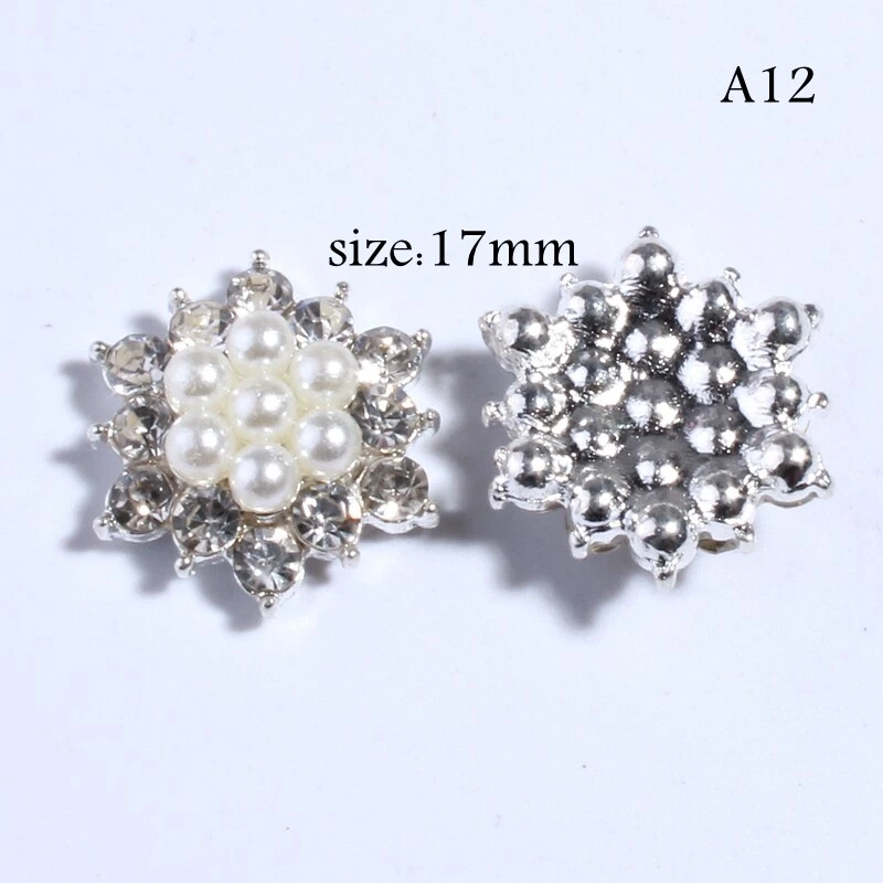 25PCS 17MM Fashi Pearl Rhinestone Button Wedding Invitations Wine Glass Decorate - Image 2 of 3
