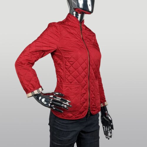 BURBERRY LONDON women's red nova check quilted jacket | Size IT 36