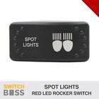 Spot Lights LASER ETCHED Horizontal Rocker Switch Red LED 12v 24v On-Off