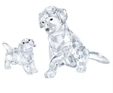 Swarovski Peaceful Countryside Labrador Family Mother with baby Puppy #5705330