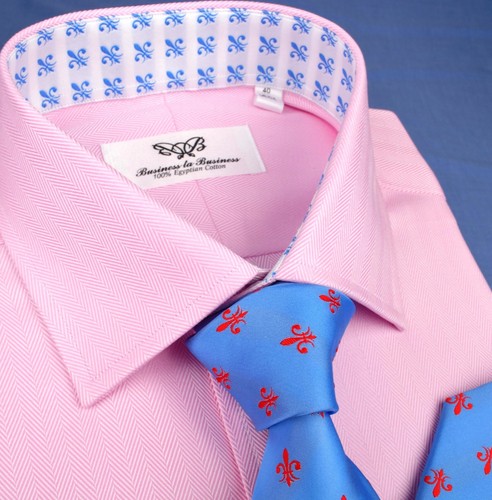 Pink Herringbone Twill Formal Business 