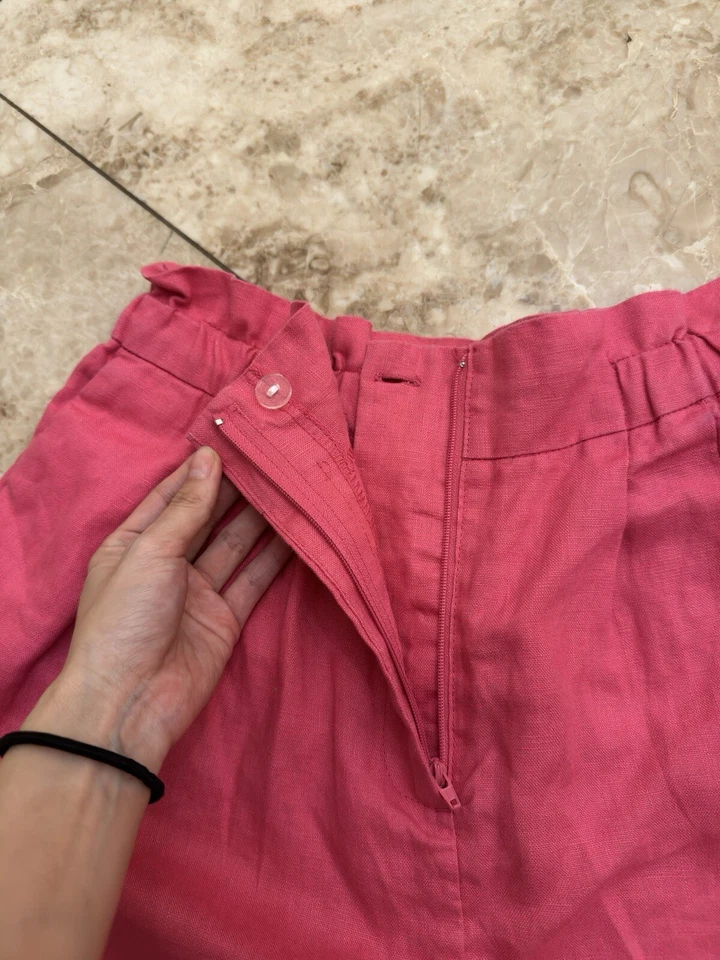 Neiman Marcus Pink Shorts With Pockets And Zipper 100% Linen Size XS - Image 3 of 4