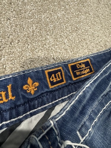 Rock Revival Jeans Men 40x34 Blue Daly Straight Fit Contrast Stitching NWT $238 - Picture 11 of 15