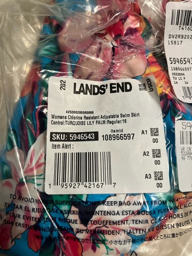 Lands End Badeanzug Unterteil Schwimmrock Control Damen 16 türkis Lilie Palmen Blumen - Bild 23 von 24