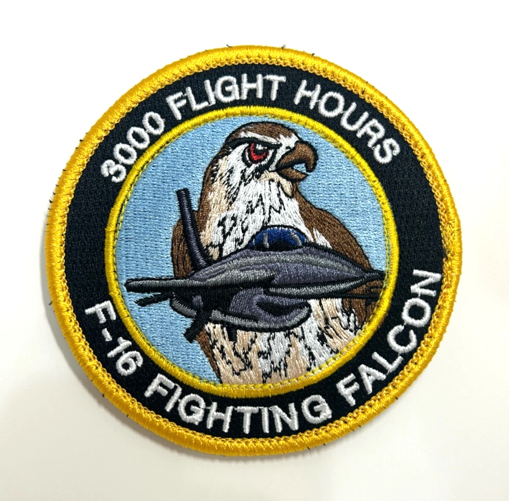 USAF F-16 FIGHTING FALCON - 3000 FLIGHT HOURS PATCH-HIGH QUALITY EMBROIDERED