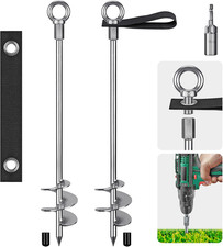 Fully Welded Ground Trampoline Anchors, 30'' Spiral Mobile Home Anchors, 2Pcs Ea