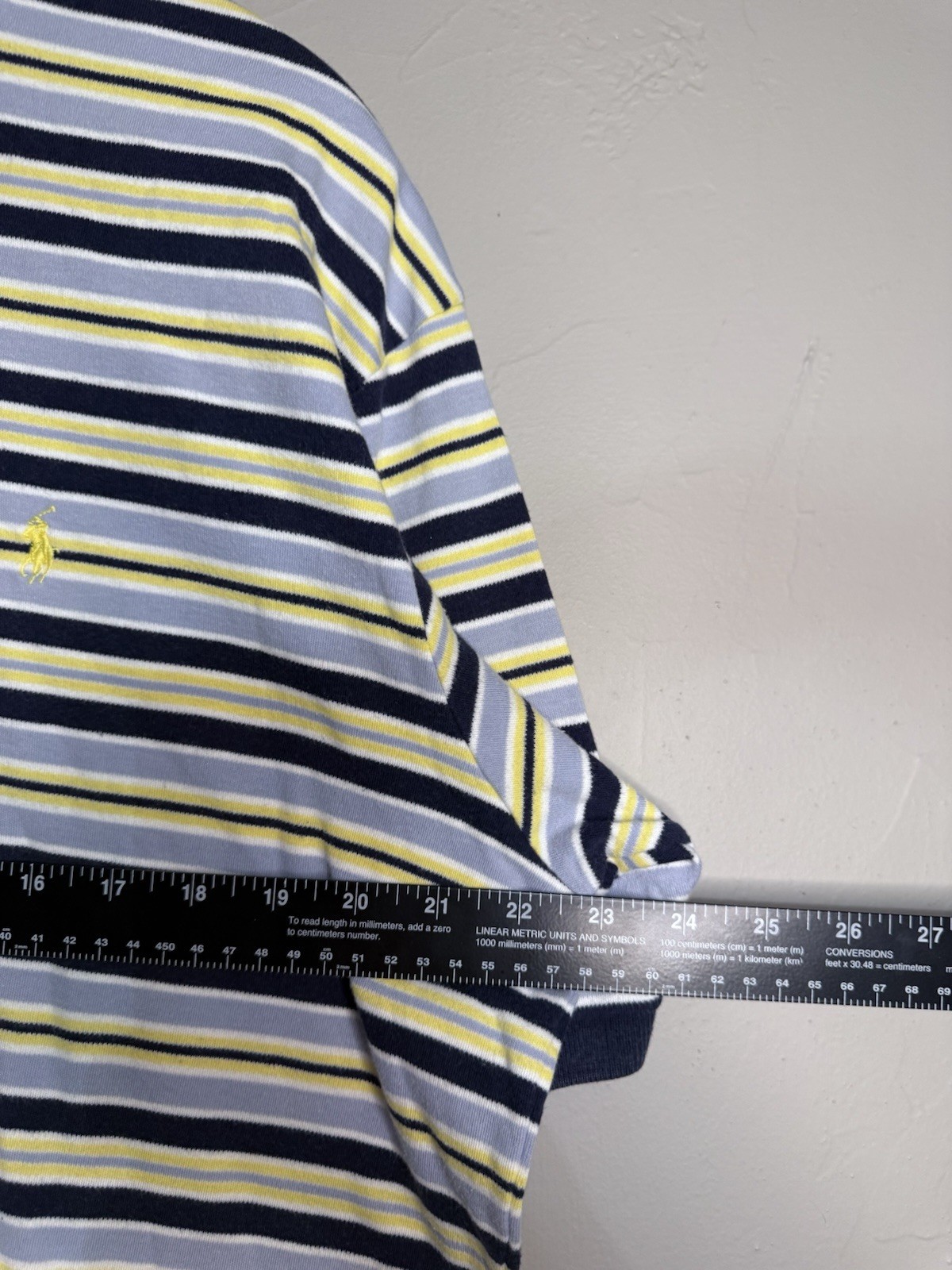 Polo Ralph Lauren camicia uomo grande gialla a righe preppy blu pony piqué preppy