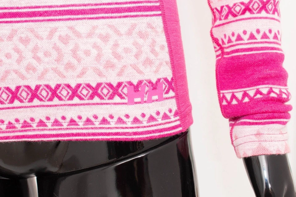 Top térmico Helly Hansen Merino capa base rosa Fair Isle 100 % lana S Foto 3 de 4