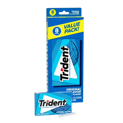 Trident Original Sugar Free Gum, Value pack, 8 packs of 14 Regular Size Pieces (