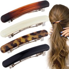 French Barrette Hair Clips 4 PCS 2.48 inch Small Tortoise Shell Oval Clips