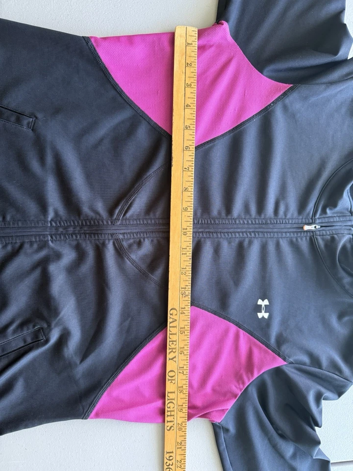 Sudadera con Capucha Under Armour Mujer Grande Negra y Rosa Cremallera Completa Correr Entrenamiento Yoga Foto 4 de 4