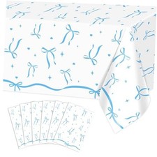 pcs Bow Tablecloths Bow Birthday Decorations Coquette Bow 108x54 inch 6 Blue