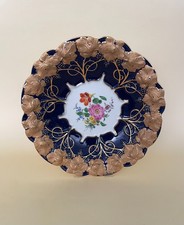 Antique Meissen Porcelain Cobalt Gilded Floral Charger Porzellan Teller 10 1/2"