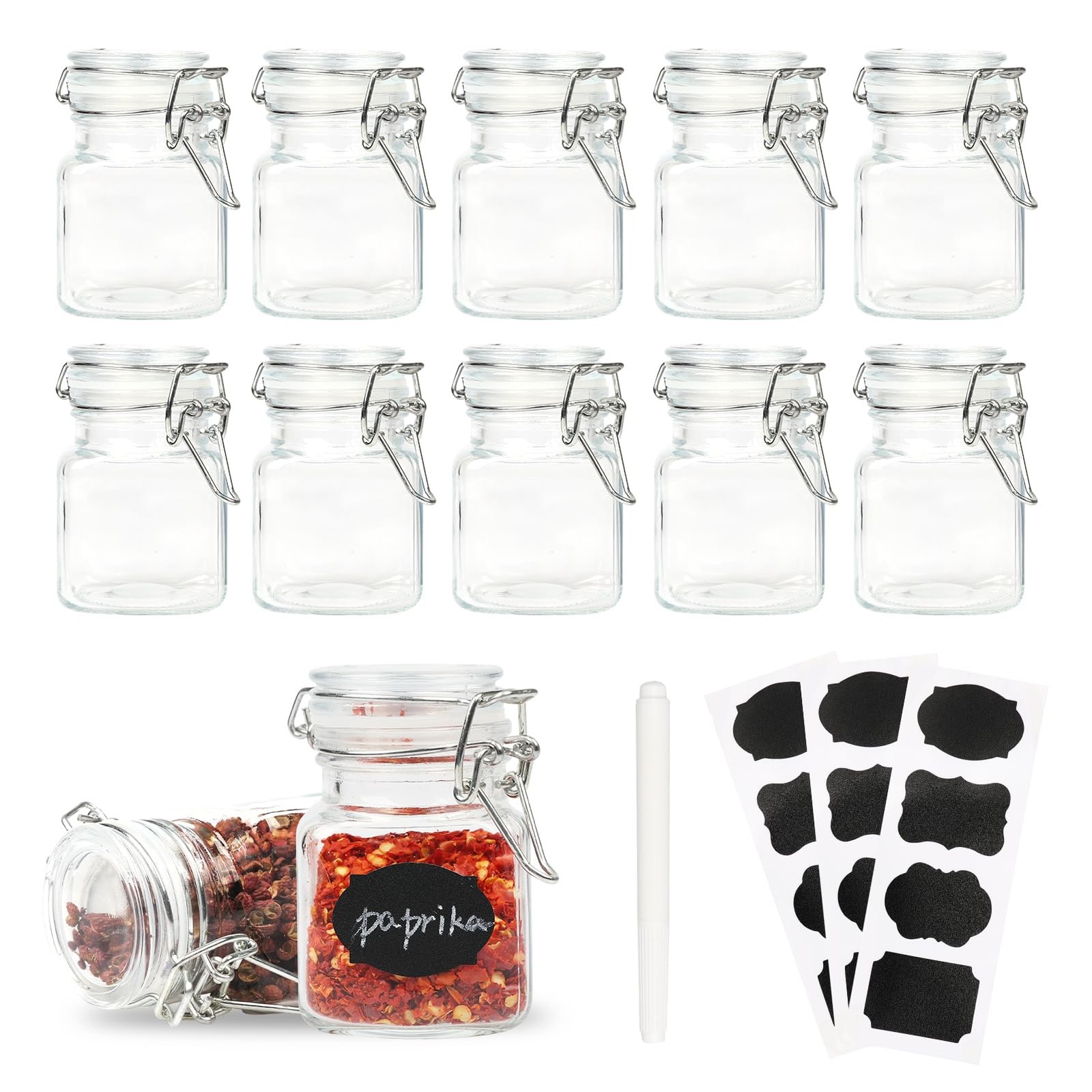 Glass Jars With Airtight Lids 3.4 Oz Small Spice Jars 12 Pack Empty Mini Glass B