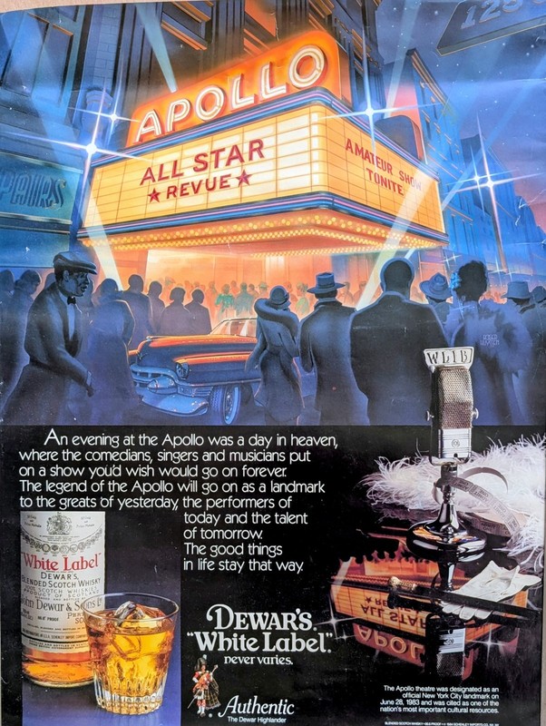 1985 Apollo Theater Dewar's White Label Scotch Whiskey  poster 24x18 in (5)