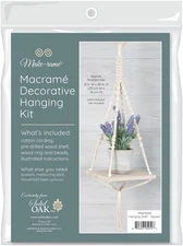 Solid Oak Macrame Decorative Hanging Kit-Hanging Shelf - Square