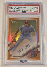 2021 Topps Chrome  Alec Bohm Rookie Auto Orange Refractor SP/25 PSA 10