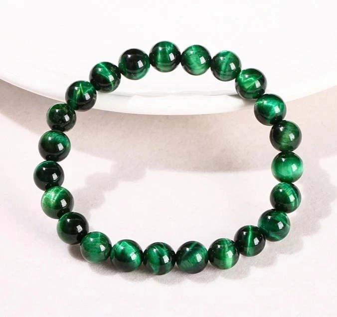 Pulseras de plástico Buda ojo de tigre verde piedra natural unisex joyas hechas a mano Foto 3 de 3