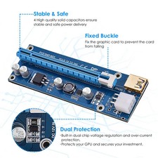 5 Sets PCIe GPU Mining Riser Adapter Cards USB 3.0 Cable Molex SATA Power