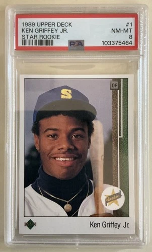 KEN GRIFFEY JR 1989 UD UPPER DECK STAR ROOKIE RC #1 PSA 8 NM-MINT MARINERS HOF!