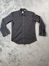 Levi's Shirt Mens Small Black Western Snap Long Sleeve Standard Denim Casual