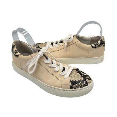 Veronica Beard 10 Women's Bibi Cream Leather Neutral Snakeskin Casual Sneakers