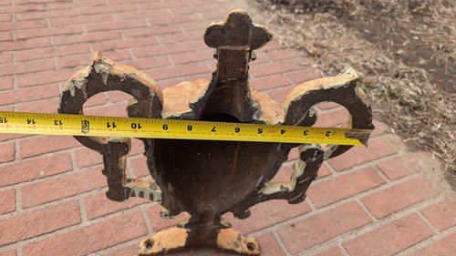 Antique 17.5” CAST IRON HALF URN FINIAL DECORATION HEAVY ARCHITECTURAL Victorian - Picture 12 of 15