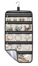 MISSLO Hanging Jewelry Organizer Travel Foldable Roll Medium, White