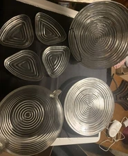 12 PcVintage Clear Dinnerware 7plates 1 Lrg Bowl 4Triangular Saucers Great Shape