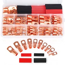 Copper Wire Lugs,Terminal Connectors,Used on AWG12 10 8 6 4 2 Cable,Heat 130PCS