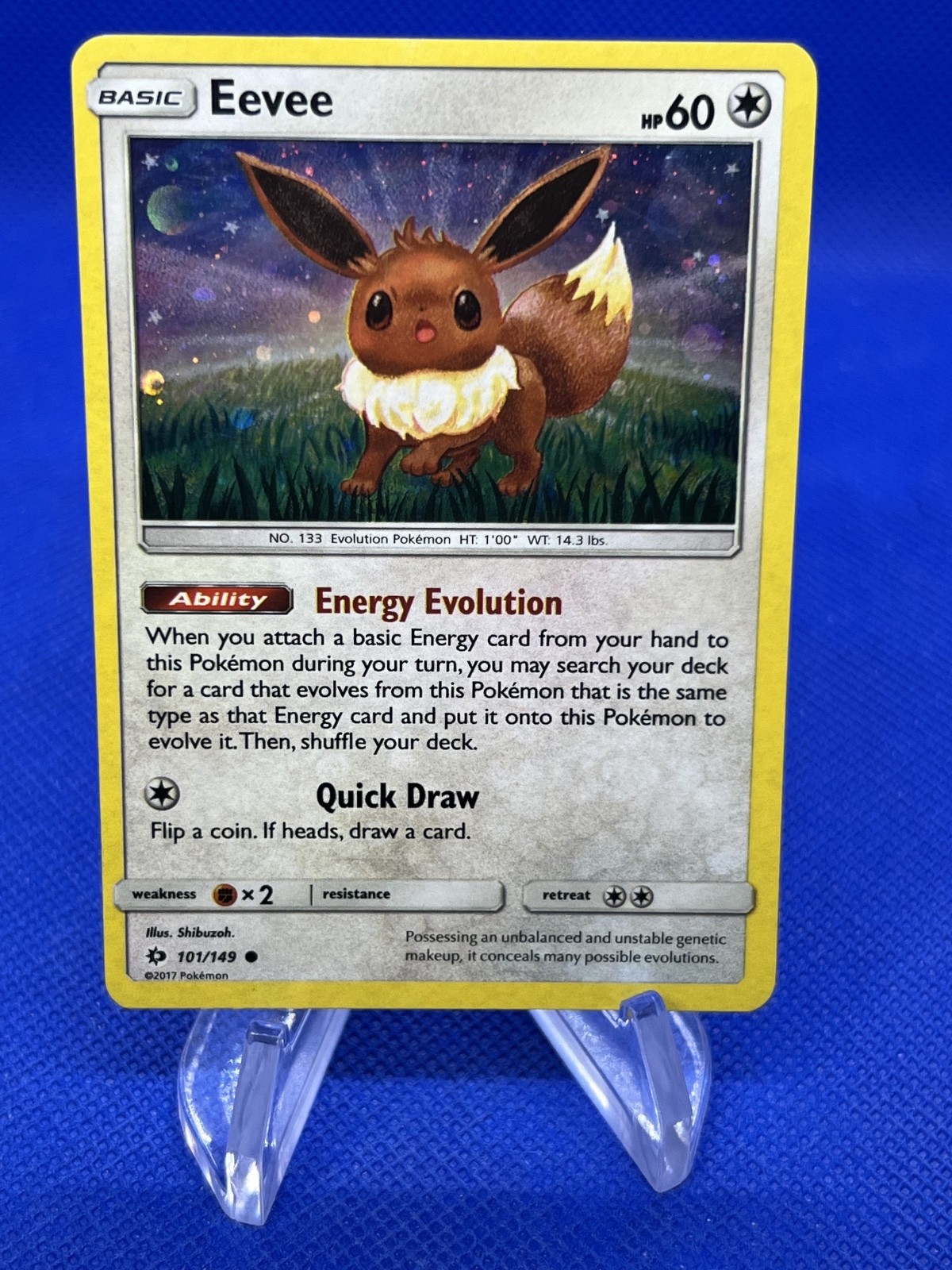 Pokemon Sun & Moon Base Set Eevee 101/149 Cosmos Holo Promo NM/LP