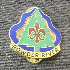 NS Meyer Inc Powder River Army Unit Insignia Pin Made in USA Militaria