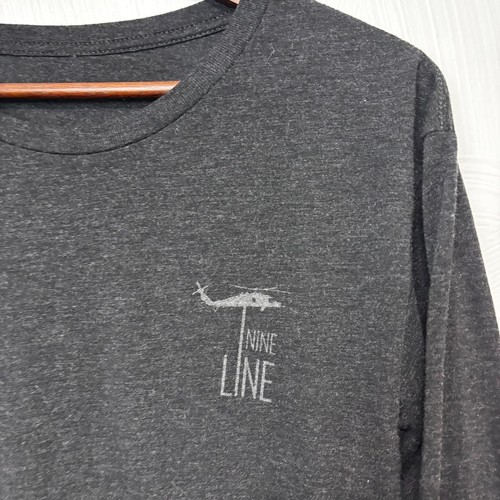 Nine Line Shirt Long Sleeve Pullover Gray Casual Mens Helicopter Basic Shirt M/L - Picture 2 of 5