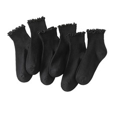 6 Pairs Ruffle Socks Women Cute Ankle Socks Cotton Blend Breathable Soft Pack