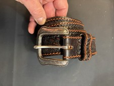 Justin BEAUMONT Leather Belt Size 44 Made in USA 🇺🇸western Cowboy Rare Find!