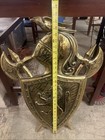 Vintage brass coat of arm knights shield wall plaque large piece 28" tall — photo 2