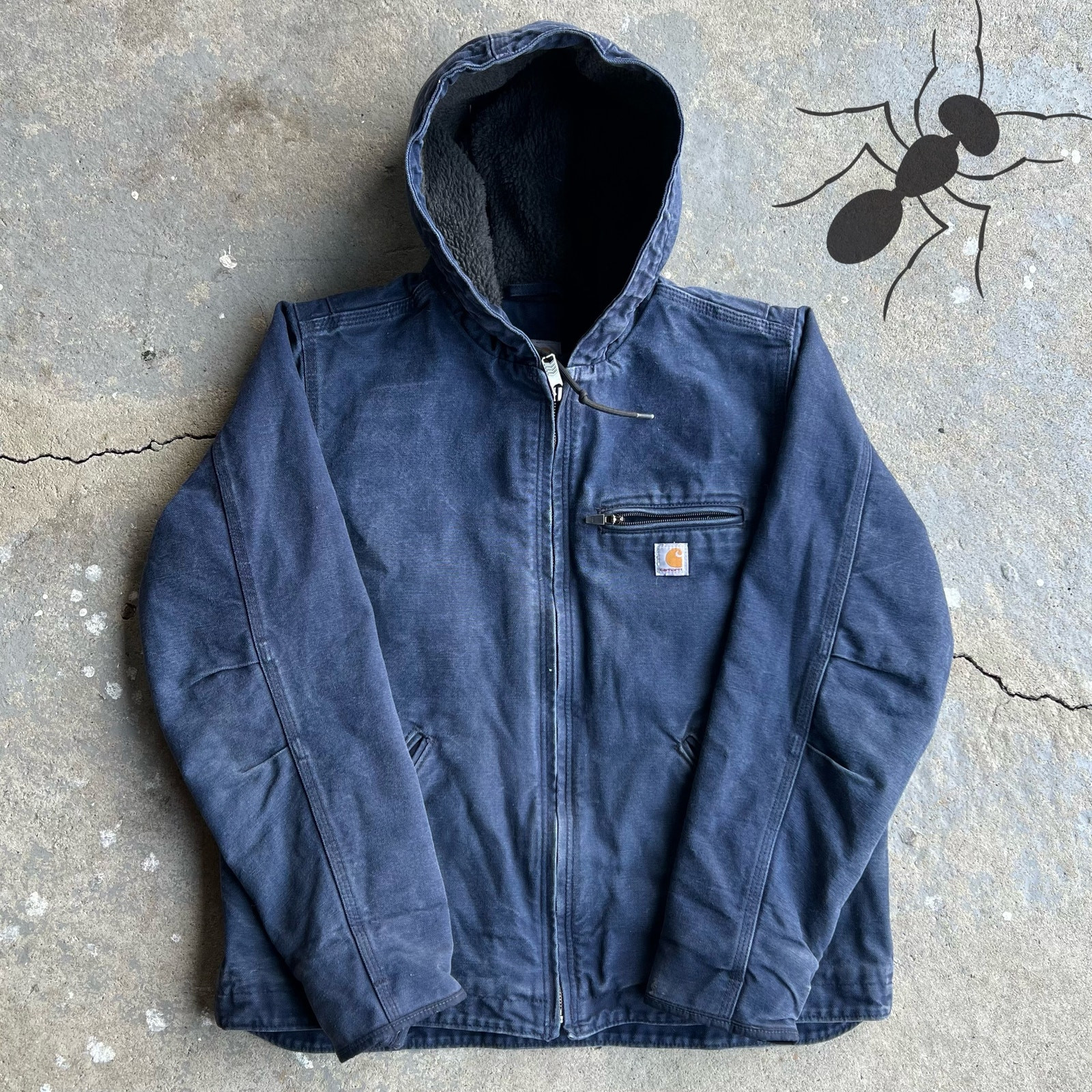 Y2K blue Carhartt womens hooded work jacket for women