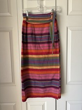 Scott Taylor  Vintage 90s stripe rainbow wrap skirt. Sarong. Medium. Guatemala