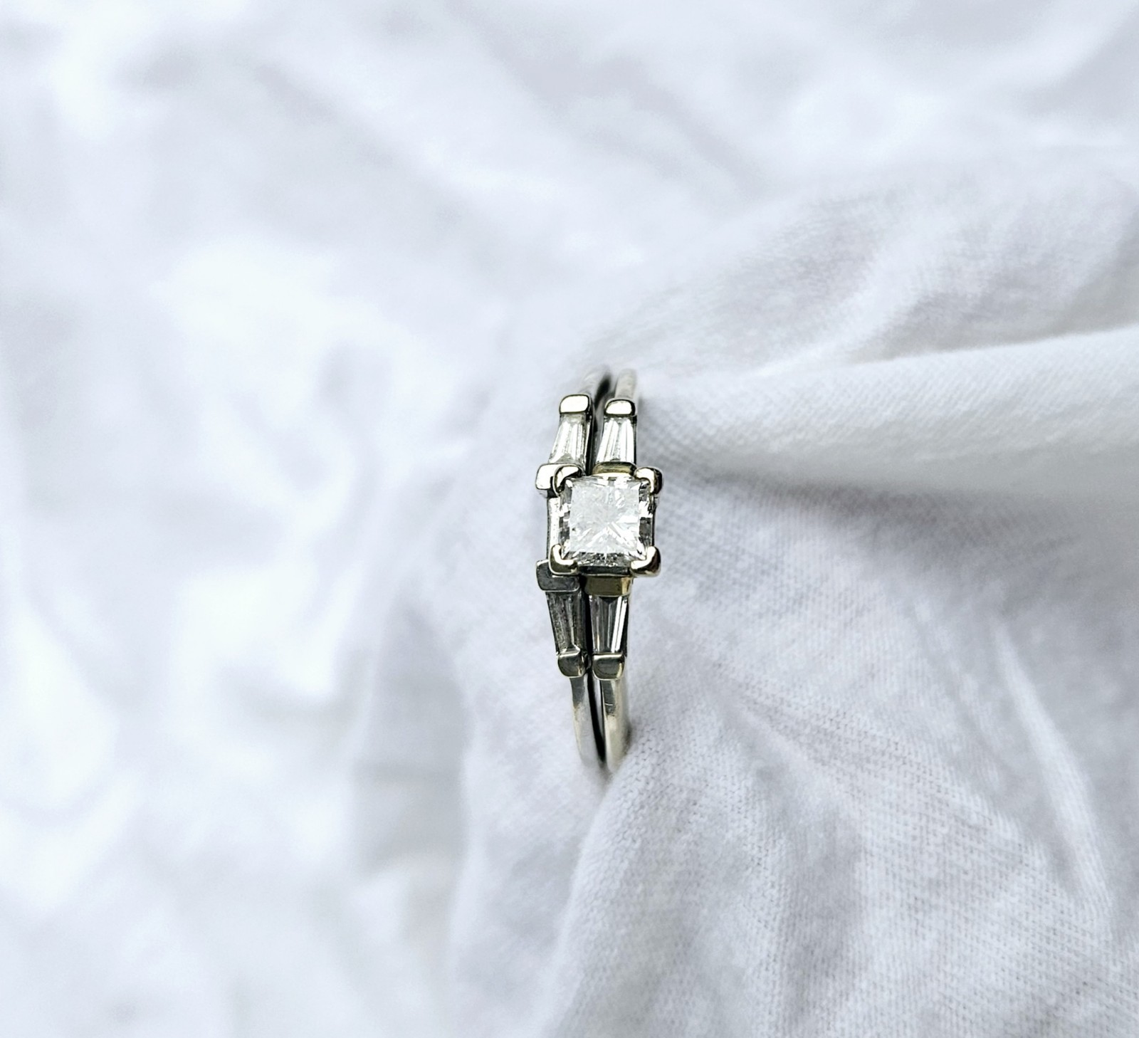 Diamond Solitaire Engagement Ring & Wedding Band … - image 3