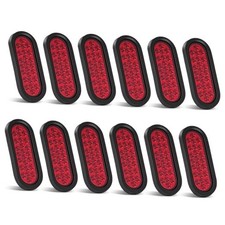12Pcs 6 Inch Red 24 LED Tail Lights Oval LED Trailer Tail Lights for RV Truck