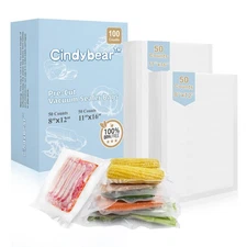 100 Embossed Vacuum Sealer Bag Precut Food Saver Storage Gallon 11x16 Quart 8x12
