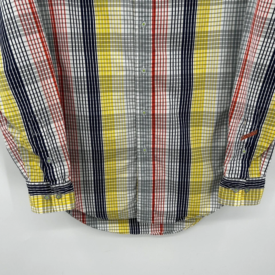 Camisa de vestir pequeña ROBERT GRAHAM amarilla azul roja a cuadros manga larga con botones Foto 4 de 4