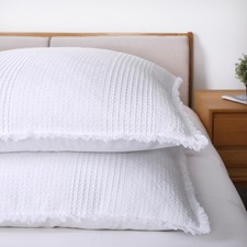 Waffle Euro Sham Covers White 26x26 Set of 2 Euro Pillow Covers Tassel Waffle