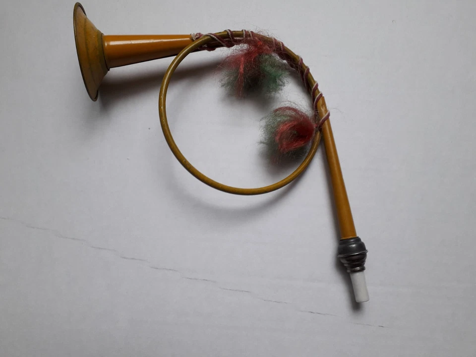 Lot jouets miniatures: 3 instruments musique anciens Accordéon, trompette, cor. - Photo 3/4