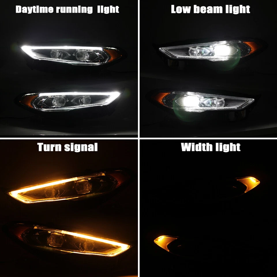 For 2017-2020 Ford Fusion Full LED DRL Projector Headlight Headlamp Left & Right - Image 2 of 4