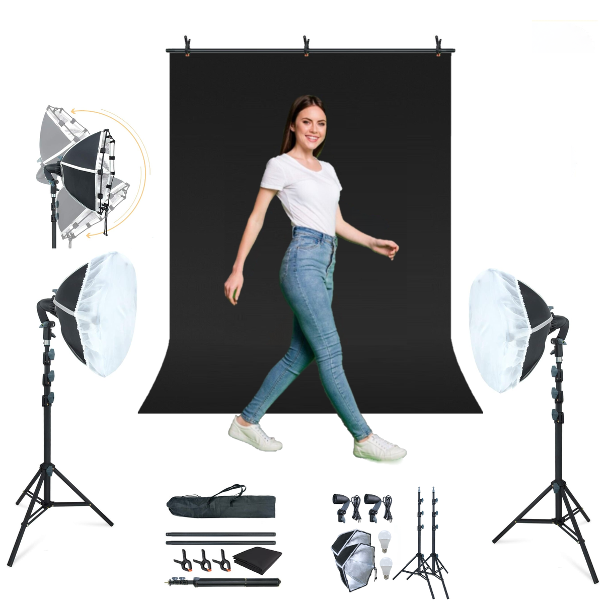 LINCO Photo Softbox Studio Light Backdrop Stand Background