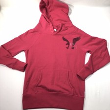 American Eagle Outfitters Pink Hooded Pullover Women s Size XS Logo Nyc 77 - R2